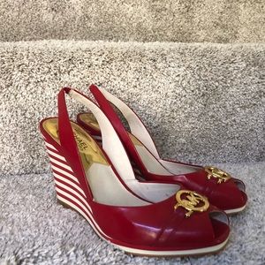 Michael Kors Leather Wedge Sandals